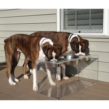 Double Clear Acrylic Pet Dog Dining Table